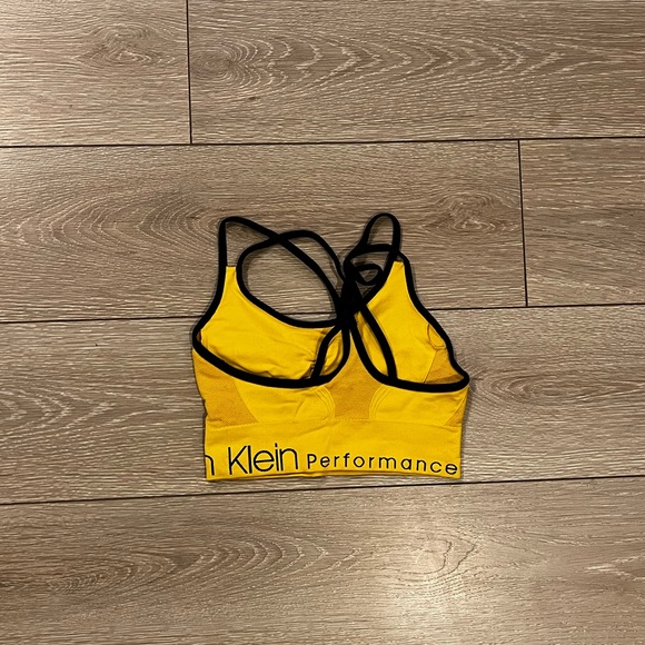 CALVIN KLEIN Yellow + Black Performance Workout Bra - Picture 3 of 3